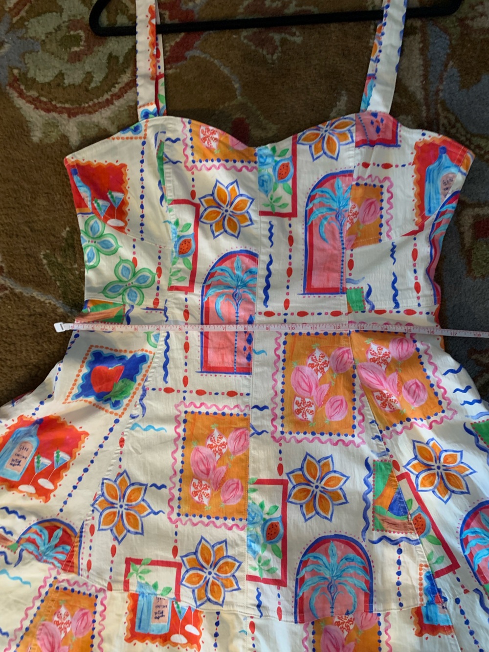 Avec Les Filles Cream Multicolor Patchwork Sundress - Picture 6 of 7